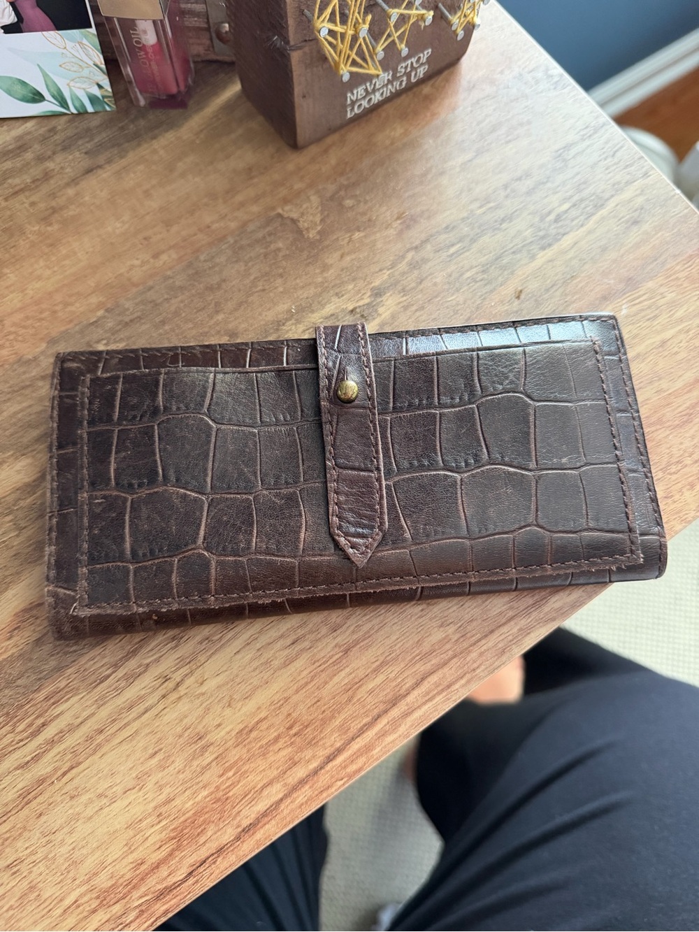 Brown Croc-Embossed Leather Wallet